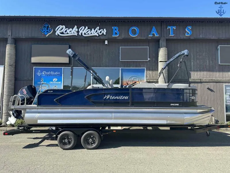 The Image of 2022 Manitou Encore SL SHP 373 pontoon boat at Rock Harbor Boats dealership. - 1