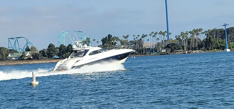 Slide: The Image of Sunseeker Predator 58 yacht from 2000 cruising on water. - 3