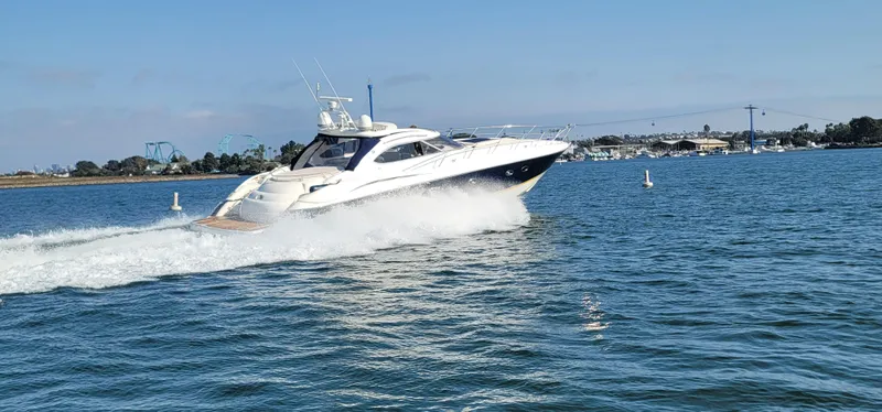 Slide: The Image of Sunseeker Predator 58 yacht from 2000 cruising on water. - 4