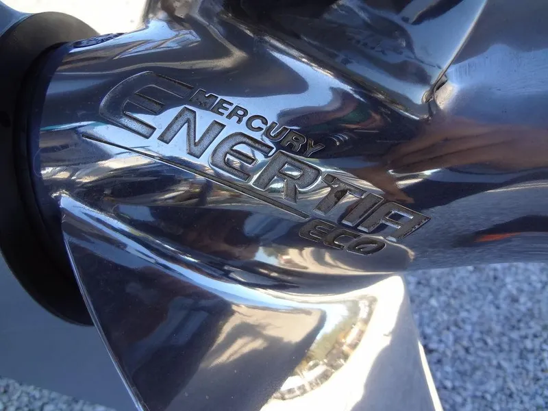 Slide: The Image of Close-up of a Mercury Enertia Eco propeller on a 2023 Berkshire 25RFX STS 3.0+ boat. - 13