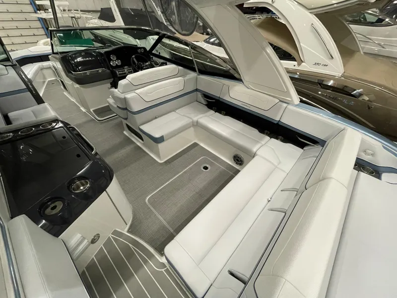Slide: The Image of 2022 Formula 350 Crossover Bowrider interior with spacious seating and modern dashboard. - 19
