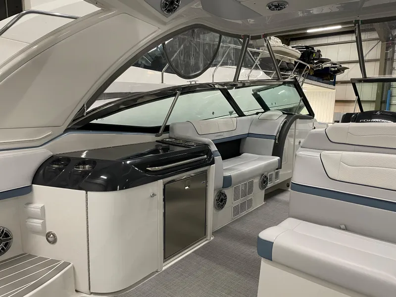 Slide: The Image of 2022 Formula 350 Crossover Bowrider interior with luxurious seating and modern amenities. - 21