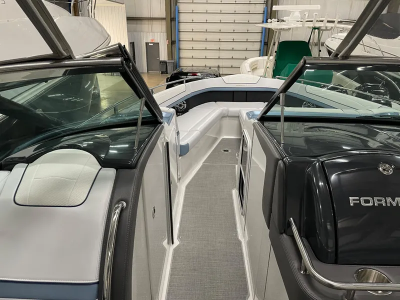 Slide: The Image of 2022 Formula 350 Crossover Bowrider interior view in a storage facility. - 37