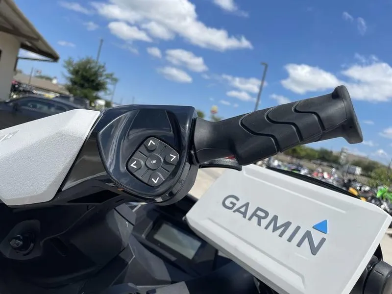 Slide: The Image of Close-up of 2022 Sea-Doo FISH PRO handlebar with Garmin navigation system. - 4