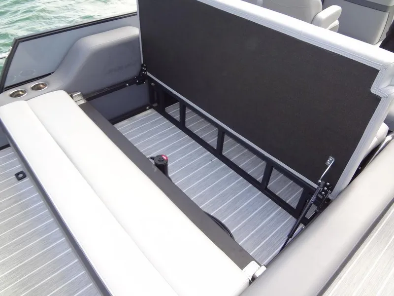 Slide: The Image of 2023 Berkshire 24UL CTS 3.0 boat interior with adjustable seating and storage. - 29