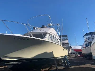 Slide: The Image of 1975 Chris-Craft 30 Tournament FB boat on dry dock under clear blue sky. - 20