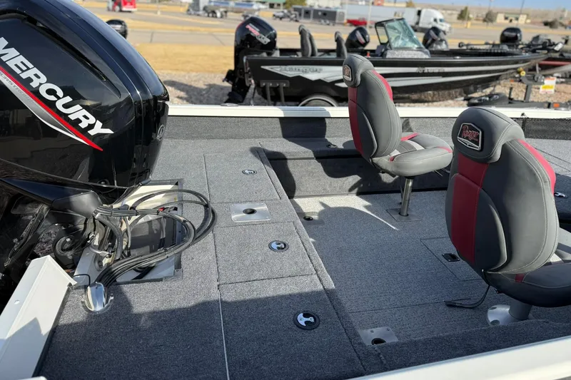 Slide: The Image of 2023 Ranger VS1682SC Angler boat interior with Mercury engine and two seats. - 7