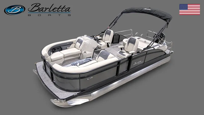 Slide: The Image of 2023 Barletta A22UC pontoon boat with sleek design and comfortable seating. - 3