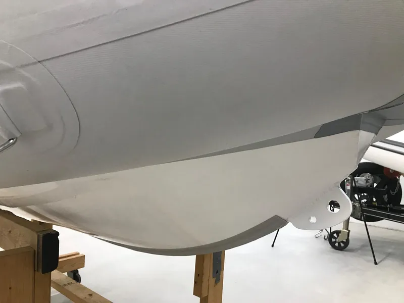 Slide: The Image of 2023 Zodiac Cadet 300 RIB ALU PVC boat on display stand. - 5