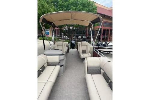 Slide: The Image of 2023 Sun Tracker Party Barge 22 RF XP3 pontoon boat with spacious seating and canopy. - 10