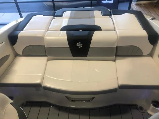 Slide: The Image of 2023 Chaparral 21 Surf boat interior seating, featuring sleek, modern design and comfortable upholstery. - 8