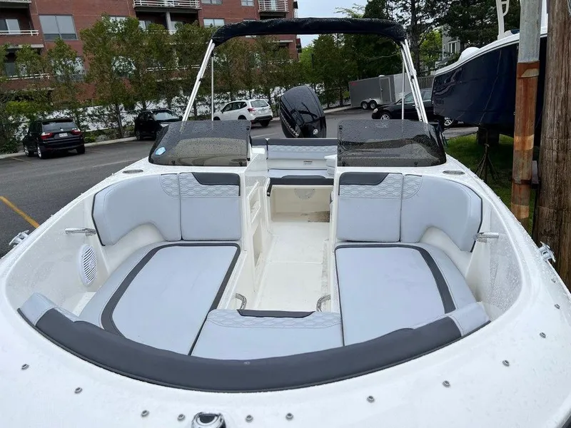 Slide: The Image of 2023 Bayliner Element M17 boat with spacious seating and modern design. - 3