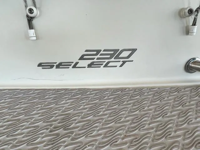 Slide: The Image of 2008 Sea Ray 230 Select Fission boat model logo on textured surface. - 14