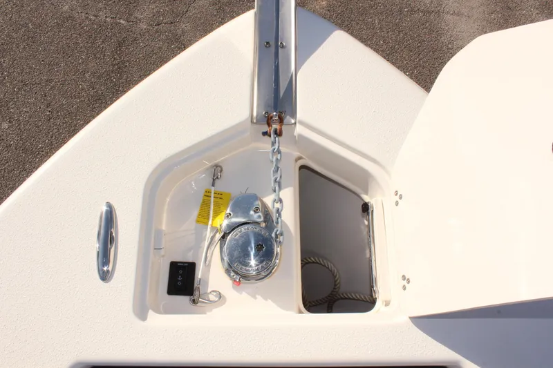 Slide: The Image of Anchor compartment of 2023 Sea Chaser 27 HFC boat with chain and winch. - 39