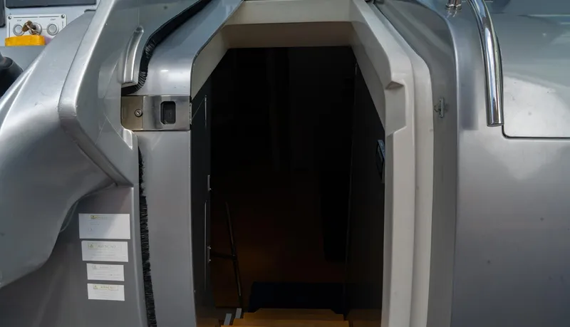 Slide: The Image of Entrance to Azimut Atlantis 58 yacht, 2013 model, showing sleek design and modern features. - 21