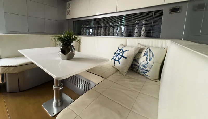Slide: The Image of Luxurious interior of 2013 Azimut Atlantis 58 yacht with elegant seating and nautical decor. - 36