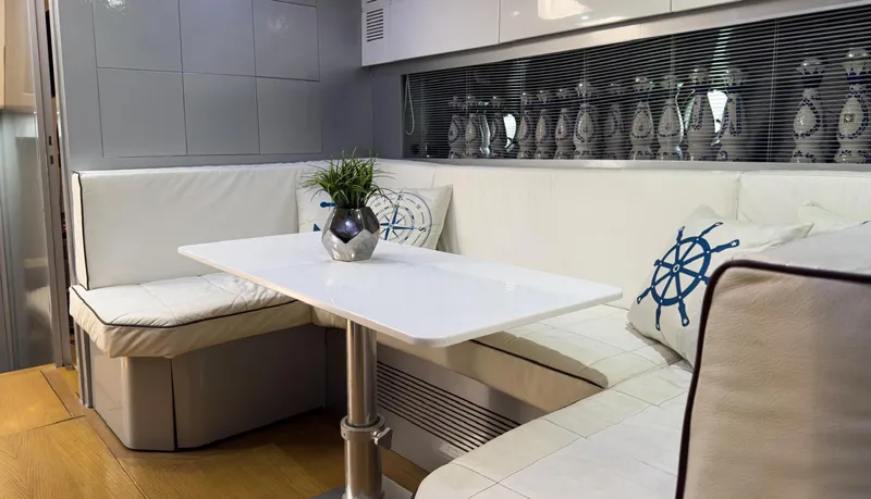 Slide: The Image of Luxurious interior of 2013 Azimut Atlantis 58 yacht with elegant seating and decor. - 41