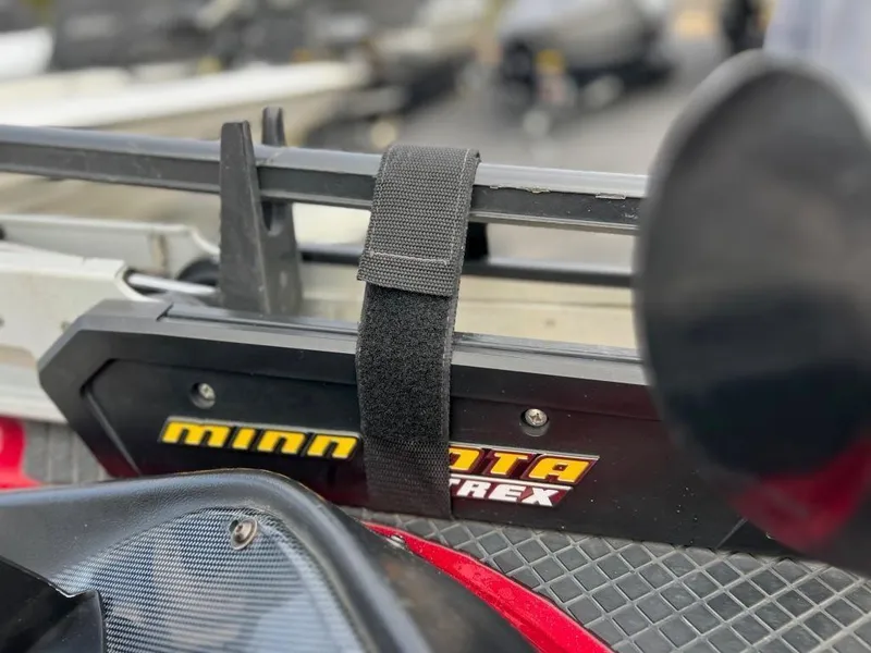 Slide: The Image of Close-up of a 2016 Triton 21 TrX boat with Minn Kota Trex trolling motor. - 12