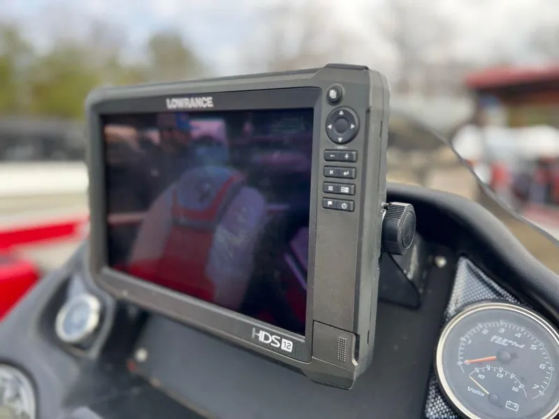 Slide: The Image of Lowrance HDS-12 fishfinder on 2016 Triton 21 TrX boat dashboard. - 8