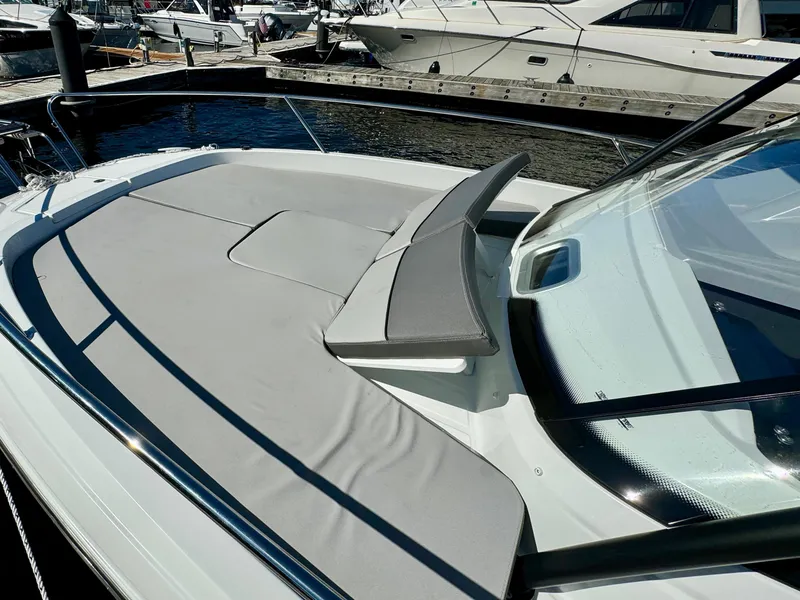 Slide: The Image of 2024 Jeanneau Leader 7.5 WA boat with sleek deck design and modern features. - 9
