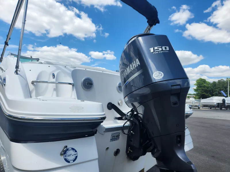 Slide: The Image of 2013 Hurricane SunDeck 2200 OB with Yamaha 150 outboard motor. - 2