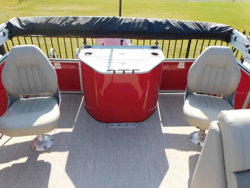 Slide: The Image of 2023 Silver Wave 2210 SW3 RLP boat interior with two seats and a central console. - 5