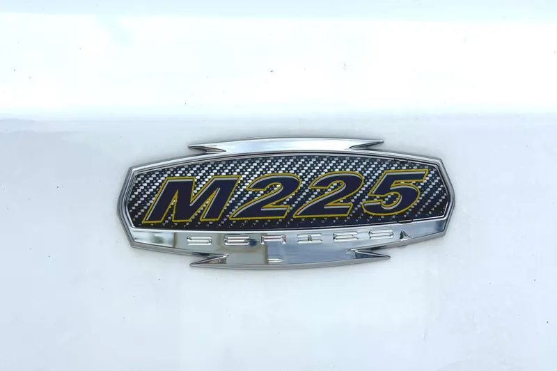 Slide: The Image of 2022 Monterey M225 boat emblem on white background. - 31
