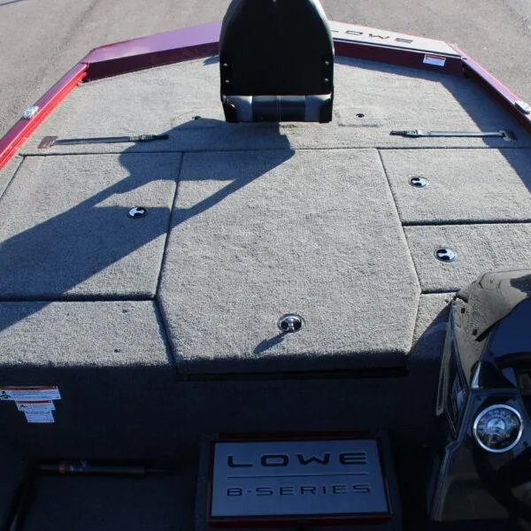 Slide: The Image of 2023 Lowe ST188 boat deck with storage compartments and seating. - 4
