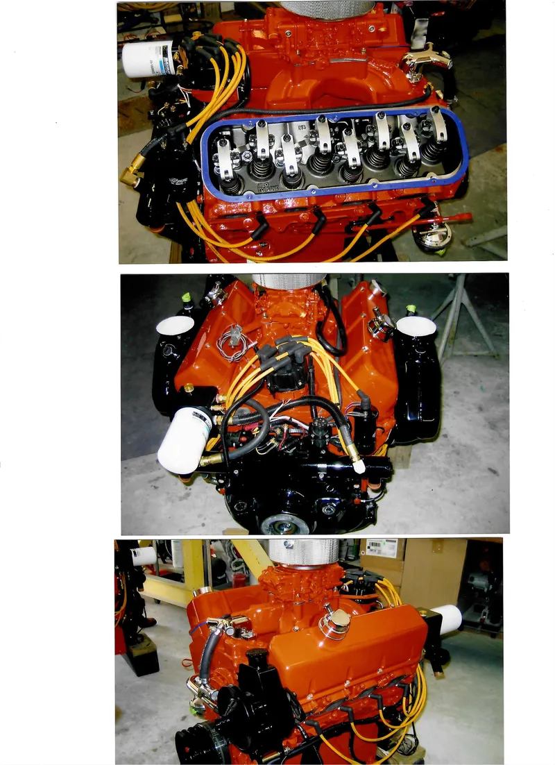 Slide: The Image of 1971 Magnum Sport engine, vibrant orange, detailed views from multiple angles. - 35