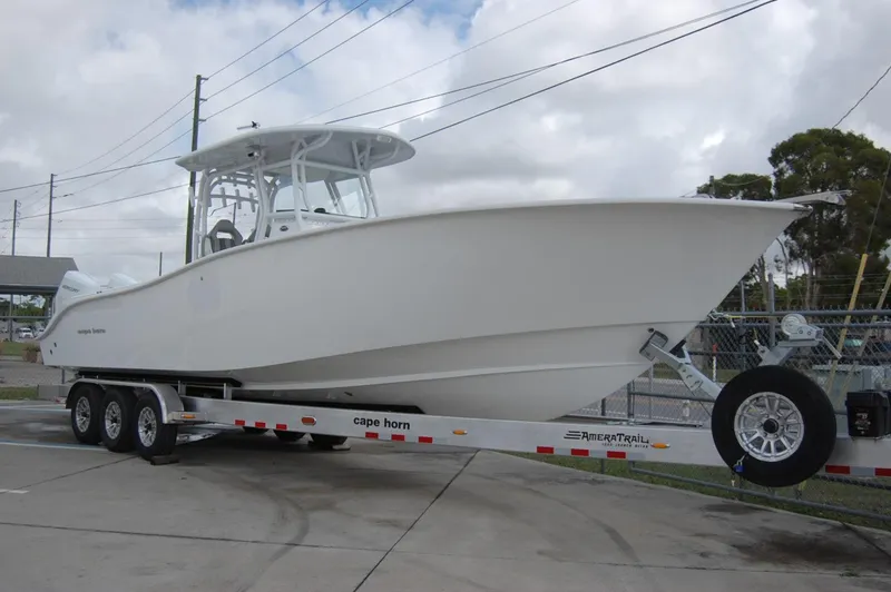 The Image of 2025 Cape Horn 34Xs boat on trailer, side view. - 0