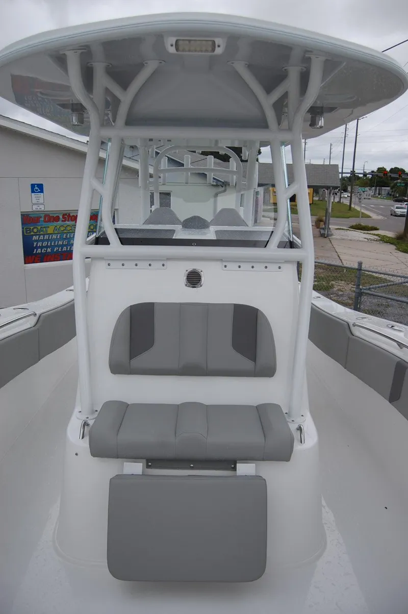 Slide: The Image of 2025 Cape Horn 34Xs boat with gray seating and white frame. - 11