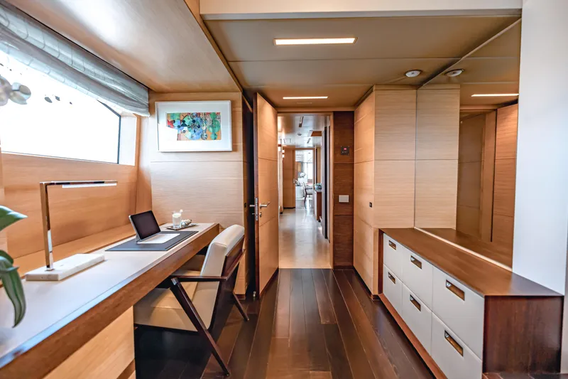 Slide: The Image of Luxurious interior of 2012 Benetti Classic Supreme 132 yacht with modern office space. - 13