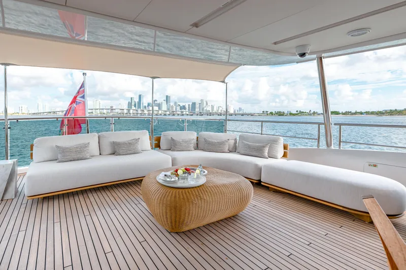 Slide: The Image of Luxurious deck of 2012 Benetti Classic Supreme 132 yacht with city skyline view. - 33