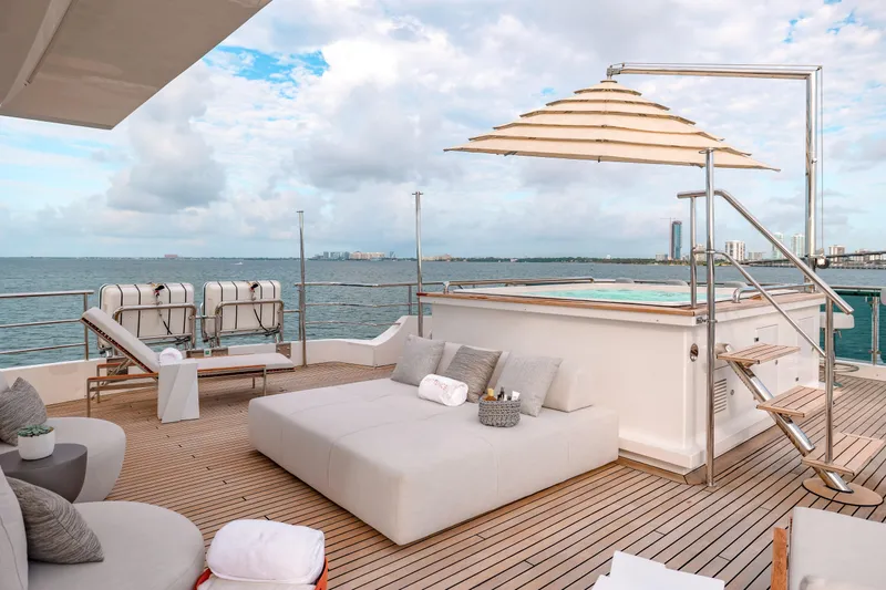 Slide: The Image of Luxurious deck of 2012 Benetti Classic Supreme 132 yacht with sun loungers and ocean view. - 35
