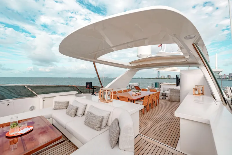 Slide: The Image of Luxurious Benetti Classic Supreme 132 yacht deck with elegant seating and dining area, 2012 model. - 36