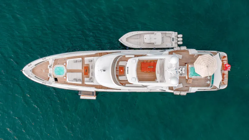 Slide: The Image of Aerial view of 2012 Benetti Classic Supreme 132 yacht on turquoise water. - 4