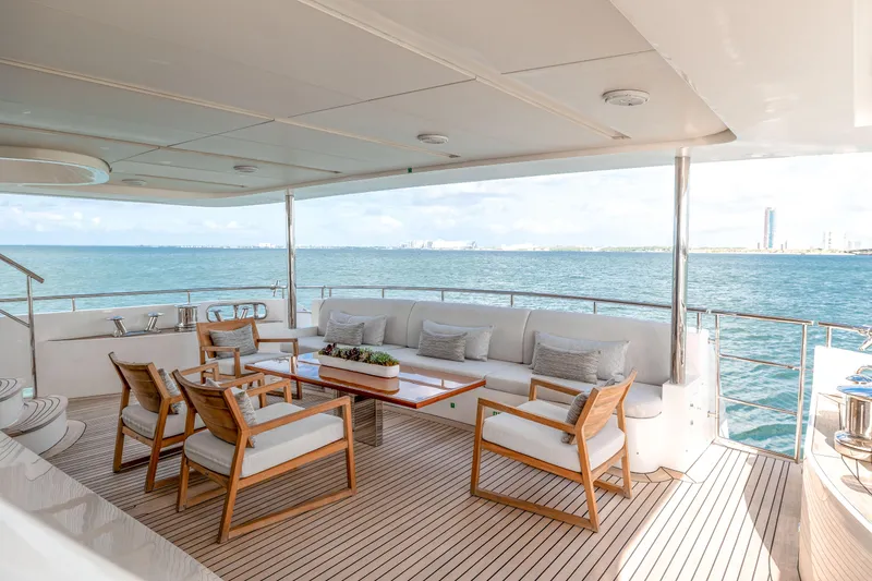 Slide: The Image of Luxurious deck of 2012 Benetti Classic Supreme 132 yacht with elegant seating and ocean view. - 5