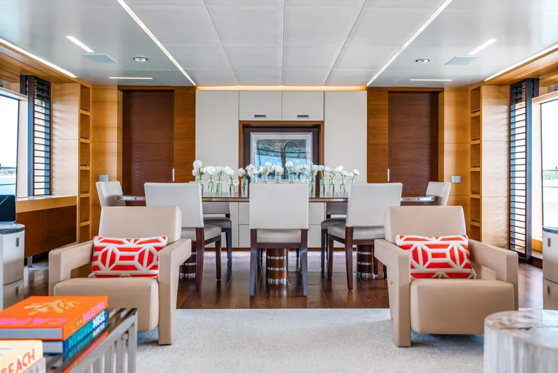 Slide: The Image of Luxurious interior of 2012 Benetti Classic Supreme 132 yacht with elegant dining area. - 8