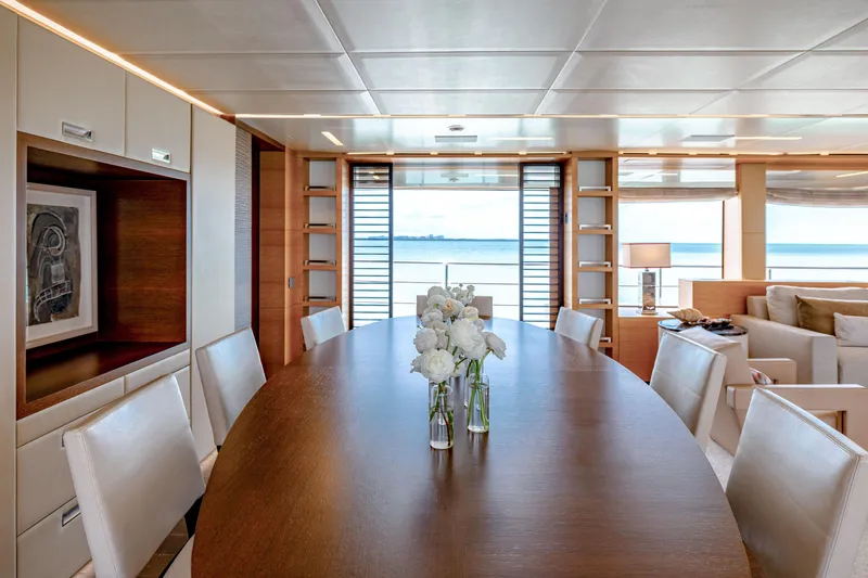 Slide: The Image of Luxurious dining area on 2012 Benetti Classic Supreme 132 yacht with ocean view. - 9