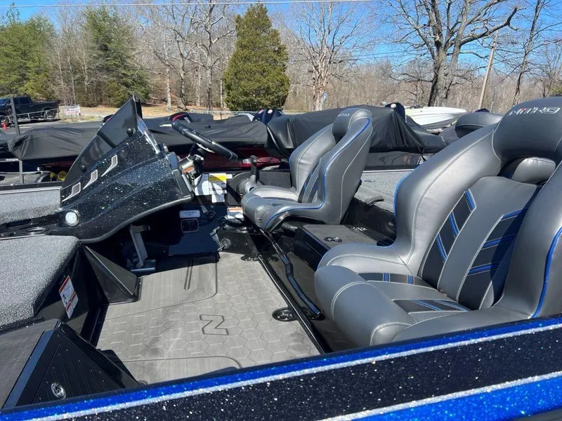 Slide: The Image of 2023 Nitro Z20 Pro boat interior with dual seats and steering console. - 7