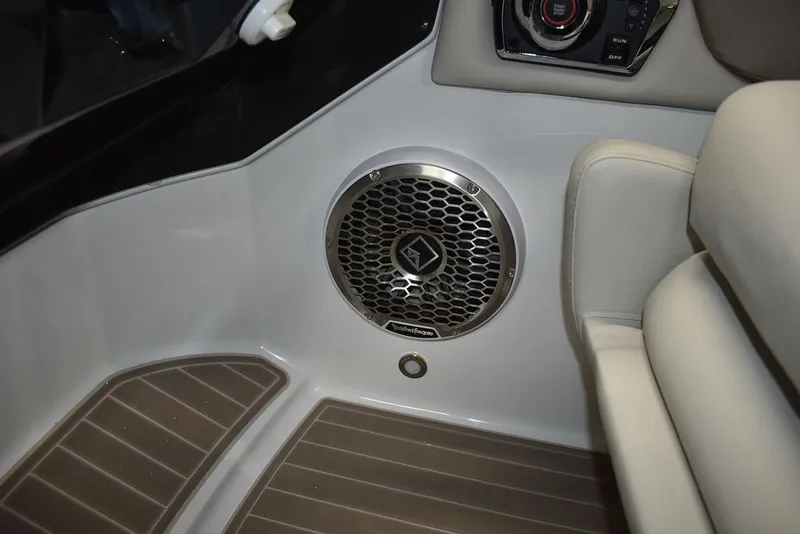 Slide: The Image of 2023 Monterey M6 boat interior with speaker and control panel. - 47