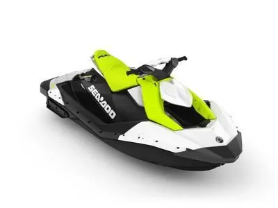 Slide: The Image of 2023 Sea-Doo Spark® 2-up Rotax® 900 ACE™ - 60, lime green and white jet ski. - 6