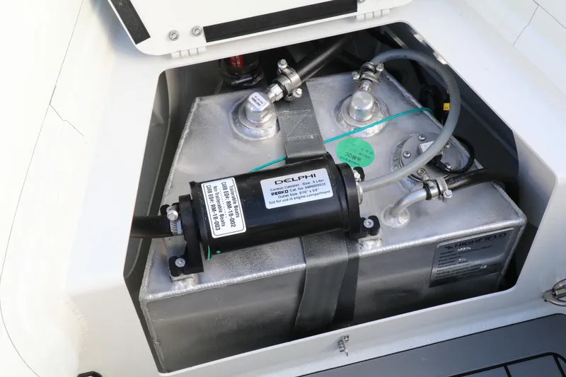 Slide: The Image of Fuel system of 2023 Highfield 390 Sport boat, featuring Delphi components. - 14