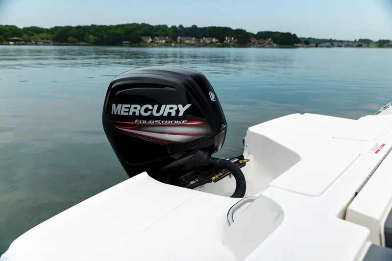 Slide: The Image of 2023 Bayliner VR4 OB with Mercury outboard engine on calm lake. - 6