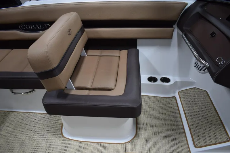 Slide: The Image of 2019 Cobalt CS23 Surf boat in storage facility. - 8