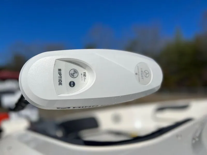 Slide: The Image of Close-up of a 2019 Bayliner VR6 Bowrider I/O with Riptide motor. - 11