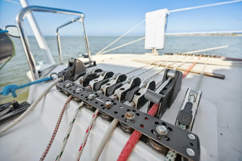 Slide: The Image of Close-up of sailing rigging on a 1999 Technologie Marine Entincelle 60 yacht. - 43