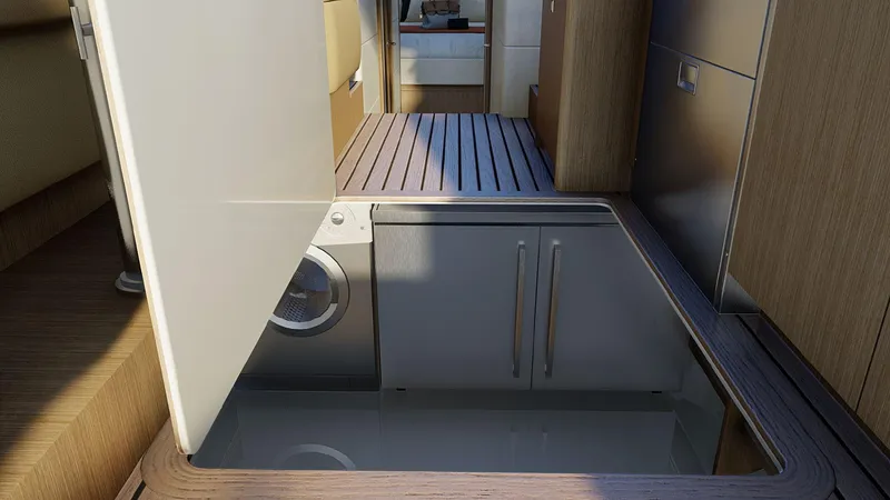 Slide: The Image of Hidden storage compartment in 2025 Legacy 12 yacht interior. - 15