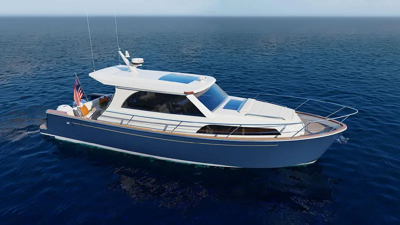 The Image of 2025 Legacy 12 yacht cruising on open sea, featuring sleek design and modern amenities. - 0