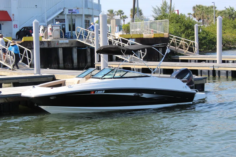 The Image of 2016 Sea Ray SunDeck 220 boat docked at a marina. - 0
